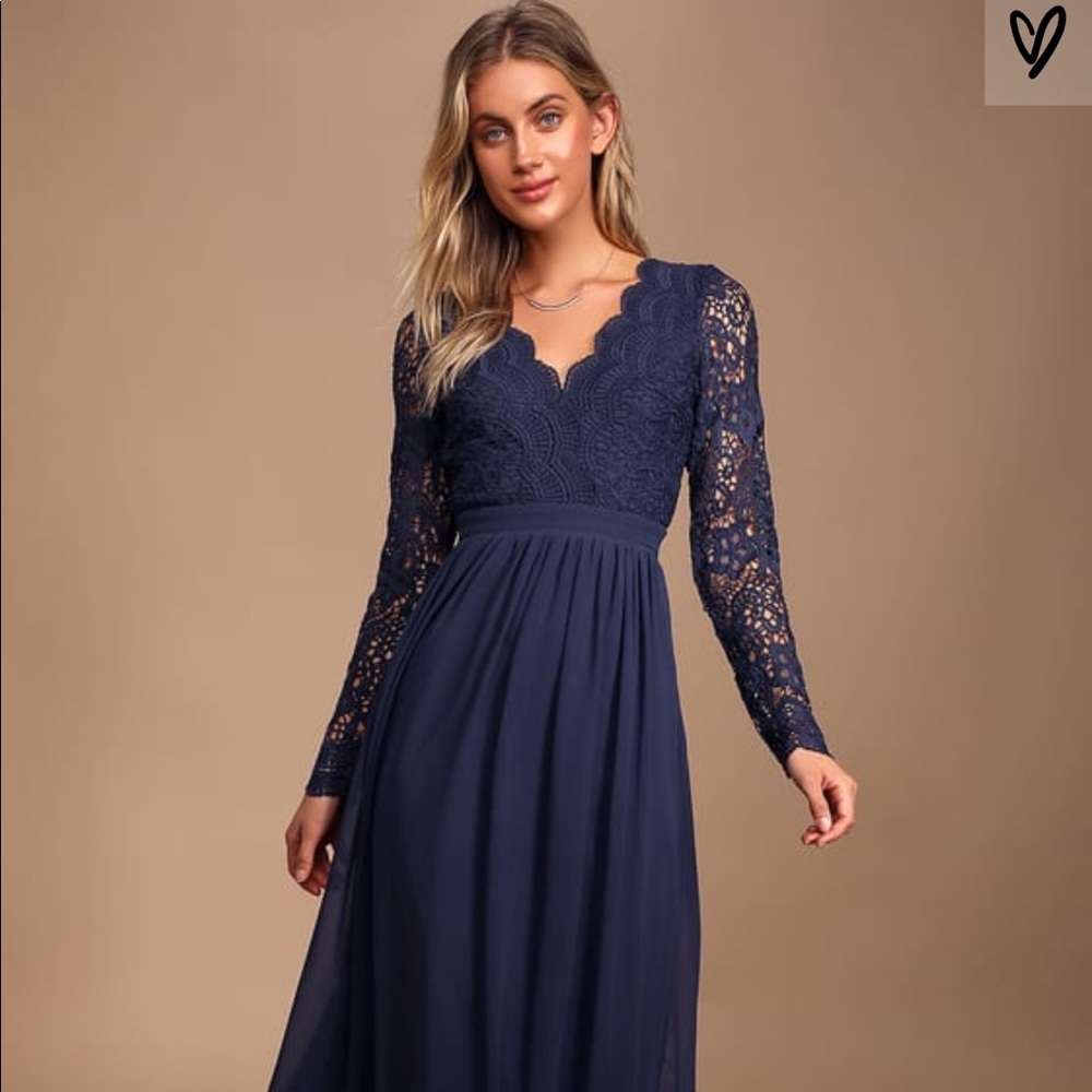 Lulus Awaken My Love Lace Backless L/S Dress